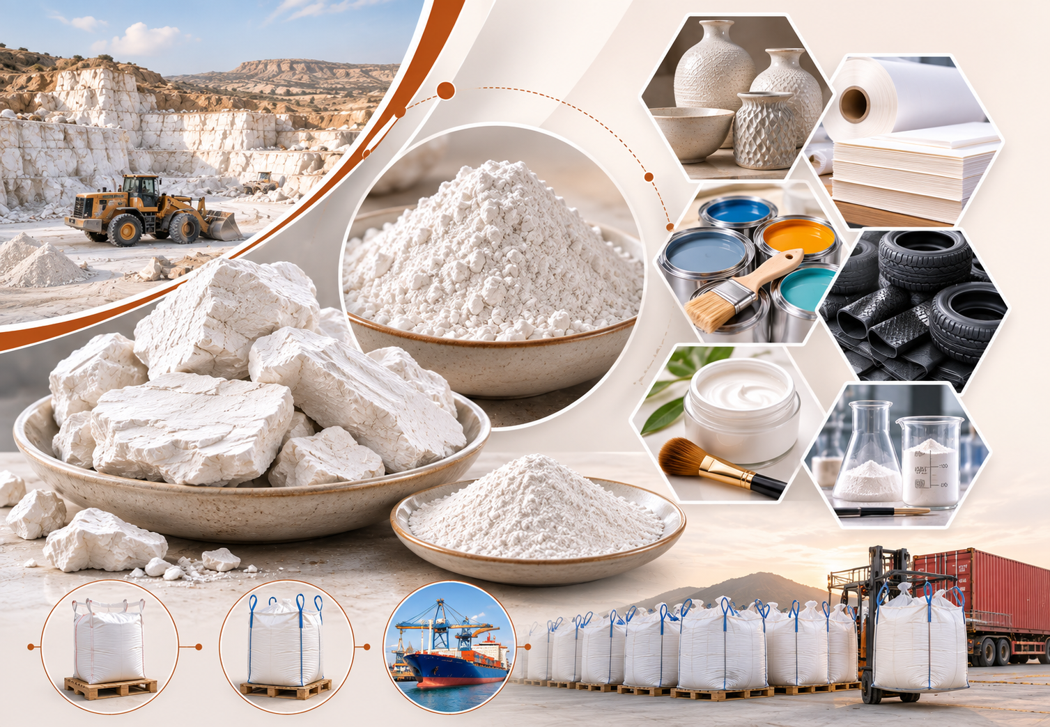 China Clay Kaolin white mineral India export